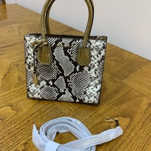Michael Kors gold snakeskin purse new